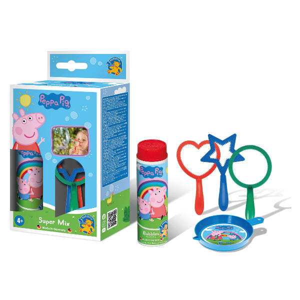 Peppa Pig - Greta Gris - SuperMix Såpbubblor - blås många olika typer av bubblor - Made in Germany